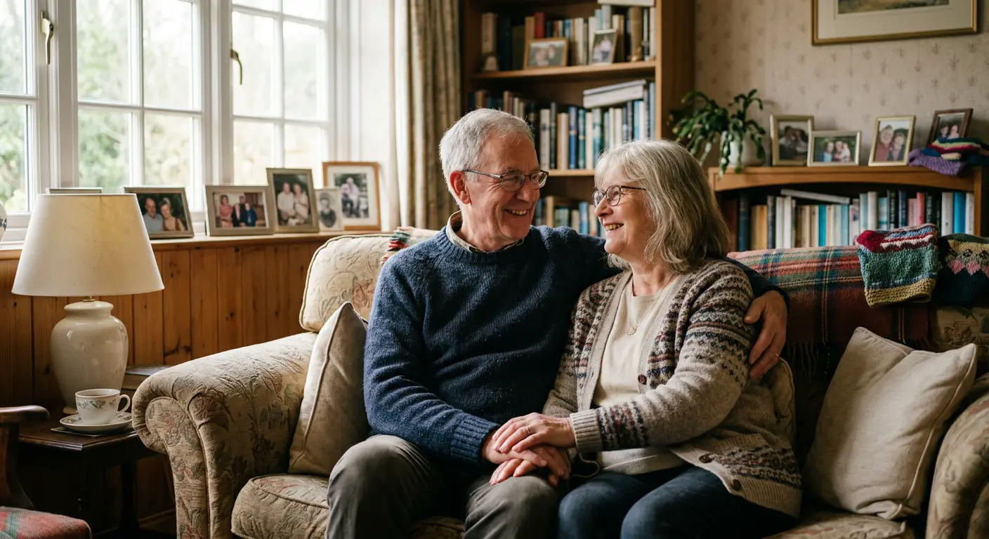 Senior couple discussing life insurance at home
